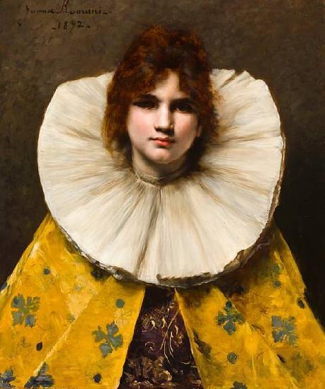 Juana Romani A portrait of a young girl with a ruffled collar Spain oil painting art
